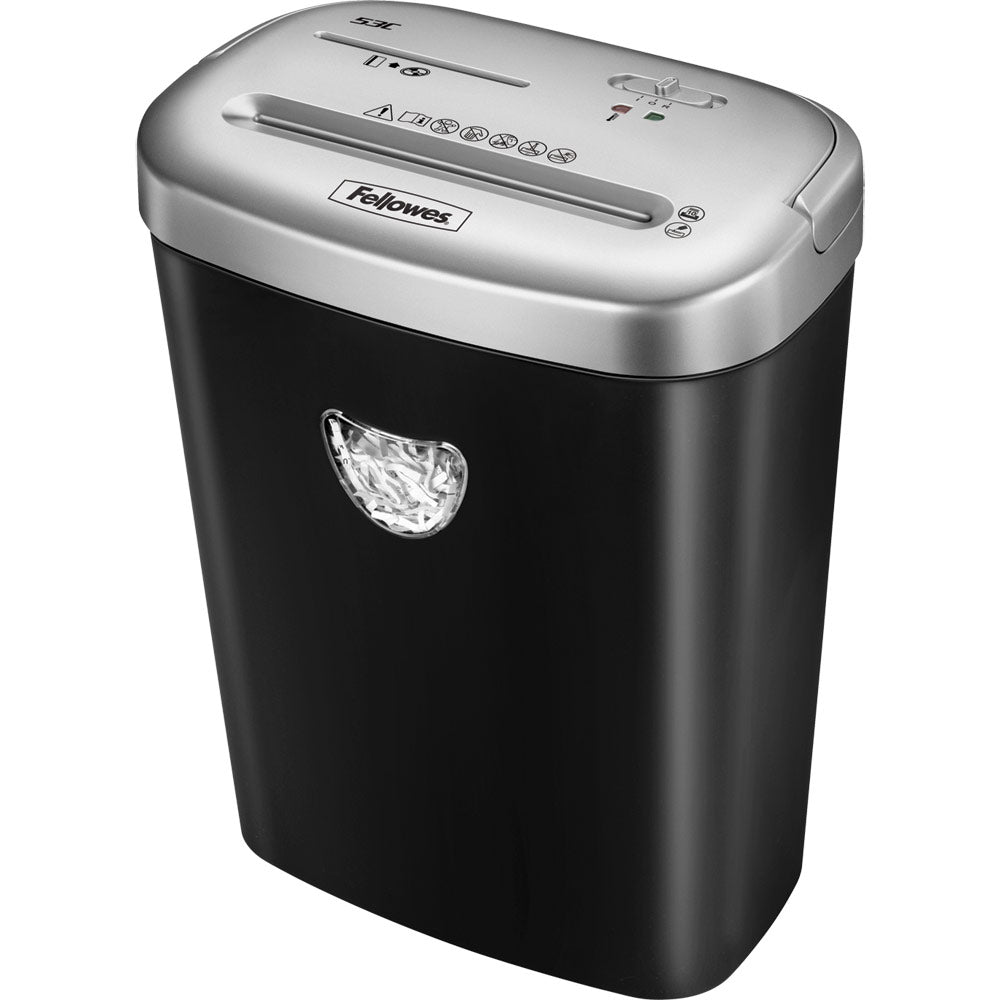 Fellowes Powershred 53C Cross-Cut Shredder – 10 Sheet Capacity, P-4 Security Level, Shreds Paper, Credit Cards, CDs/DVDs, 23L Bin for Home & Office Use Fellowes Powershred 53C Cross-Cut Shredder – 10 Sheet Capacity, P-4 Security Level, Shreds Paper, Credit Cards, CDs/DVDs, 23L Bin for Home & Office Use